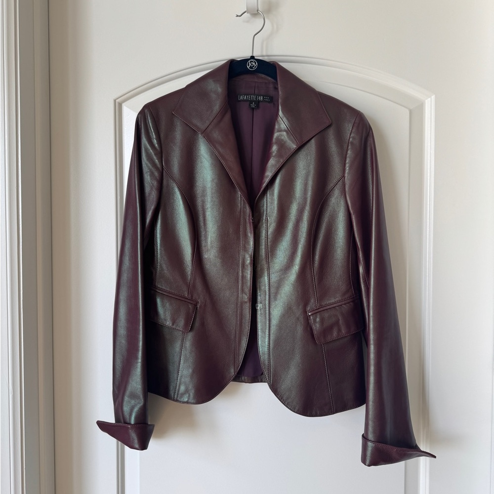 Lafayette 148 New York Purple Leather Blazer